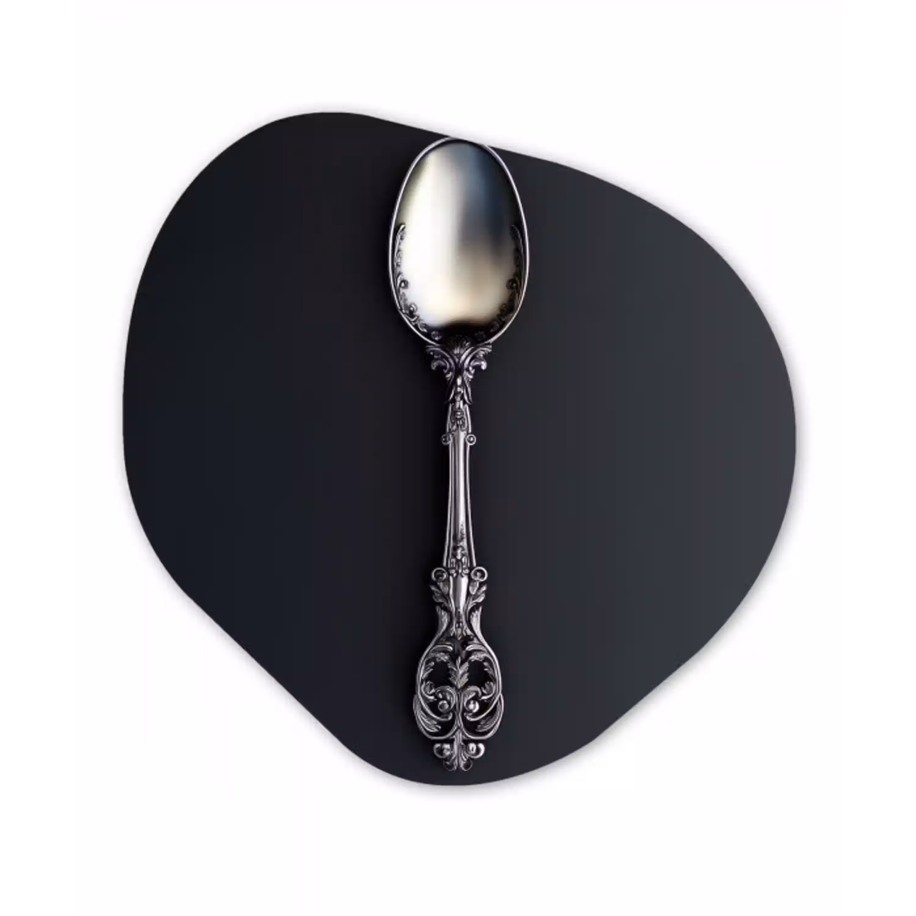Lepel - Zilver - Metaal Wandcirkel Organisch Aluminium middel -3d
