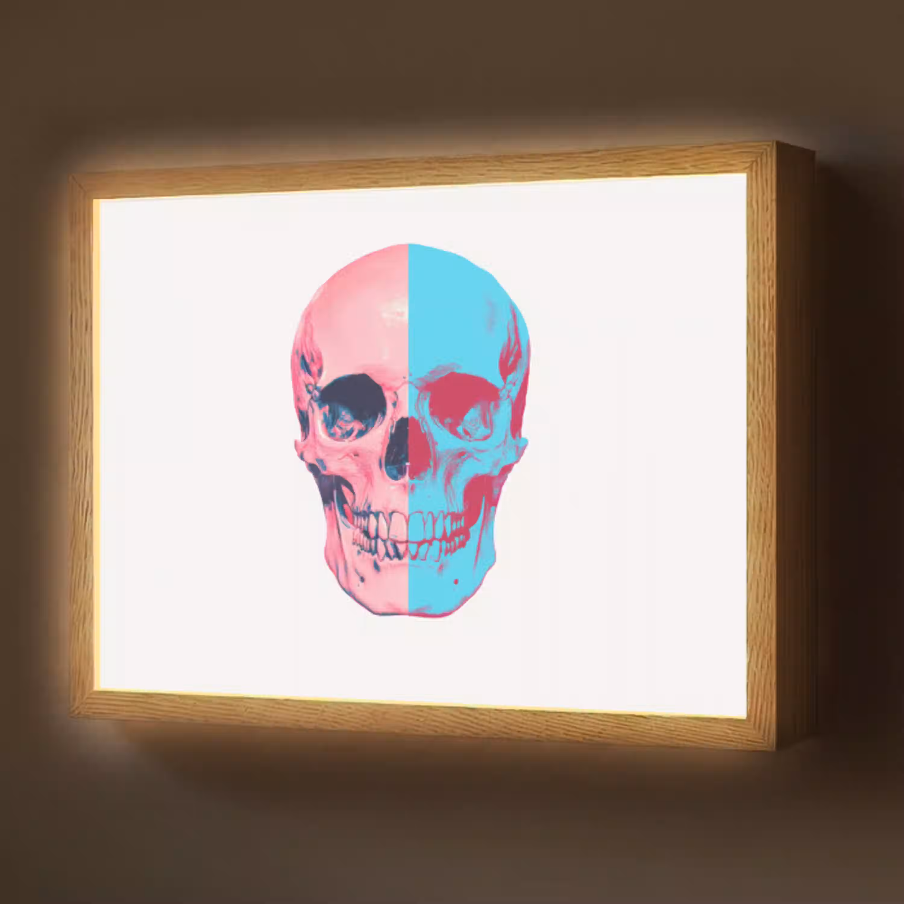 Schedel - Grafisch - Roze - Verdeeld Light Box met batterij (Wandlamp) middel -z3d_website