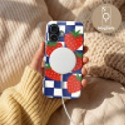 Geblokt - Blauw - Aardbeien Toughcase MagSafe Apple iPhone 17 klein -USP_MagsafeV