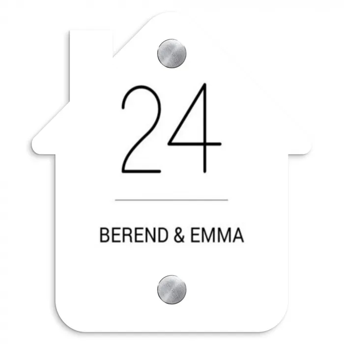 Wit vlak - Klassiek Naambord Huisje klein -3d