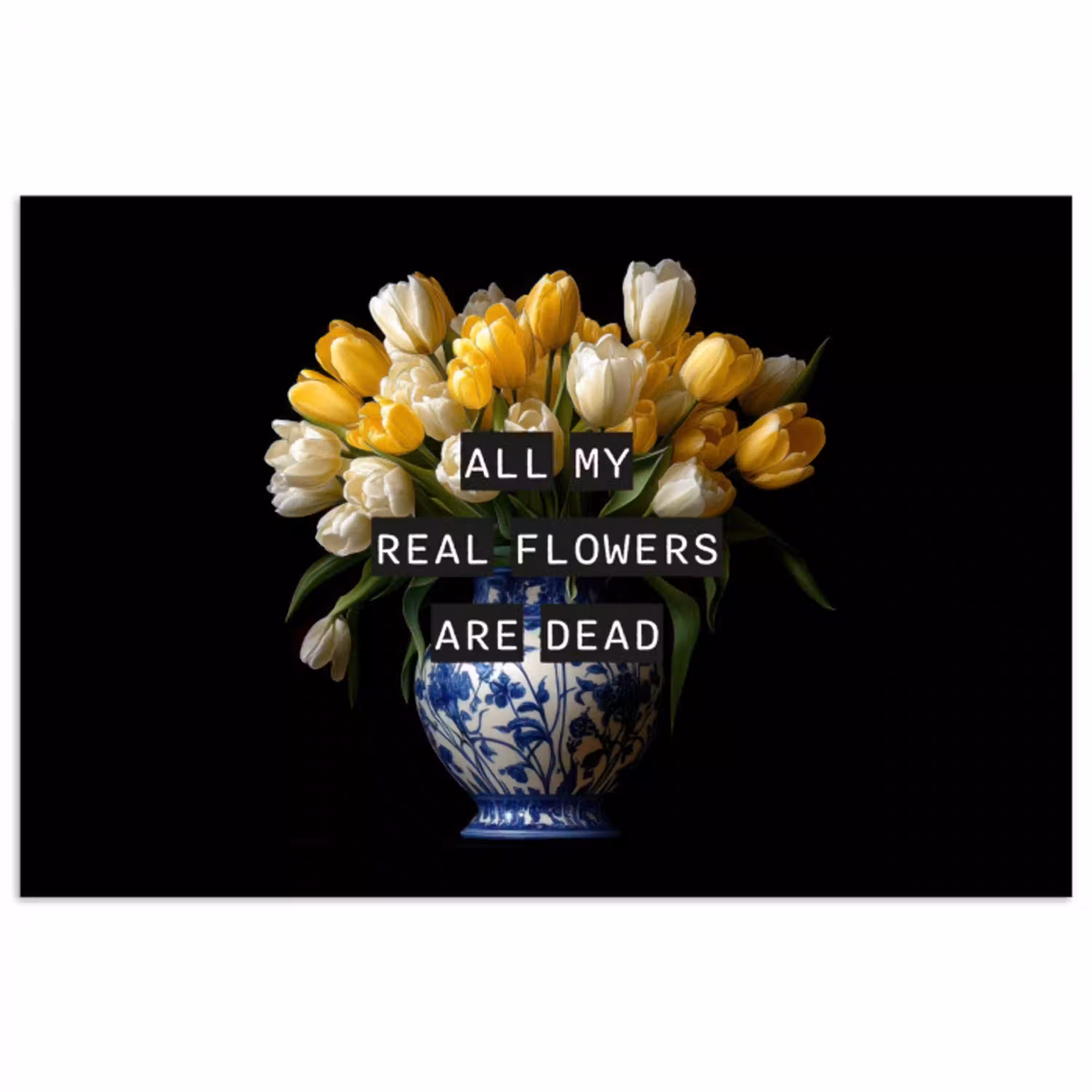 Quotes - Bloem - Tulp - Geel poster papier klein -3d