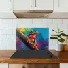 Kikker - Felgekleurd - Tak - Regenboog keuken achterwand spatscherm klein -sfeer2