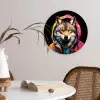 Graffiti - Wolf - Jas - Zwart Wandcirkel kunststof plaat 5mm dik klein -sfeer4