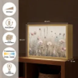 Bloemen - Roze - Modern - Beige Light Box met batterij (Wandlamp) middel -USP_websiteoverzichtNL