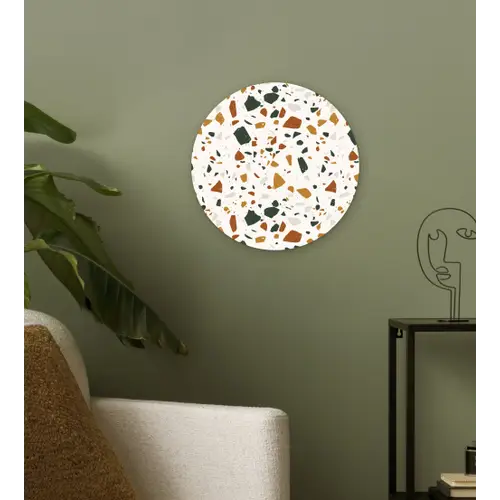 Terrazzo - Patroon - Wit - Terra Wandcirkel kunststof plaat 5mm dik klein 188 -sfeer3