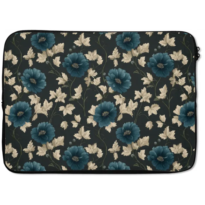 Botanisch - Bloemen - Blauw laptophoes neopreen klein 279 -zkaufland3dotto