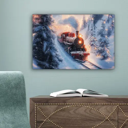 Kersttrein - Sneeuw - Winter - Kerst canvas 2cm klein -sfeer4