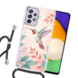 Kolibrie - Vliegen - Natuur - Illustratie - Kleurrijk Hoesje Samsung Galaxy A52 5G met koord klein -sfeer1