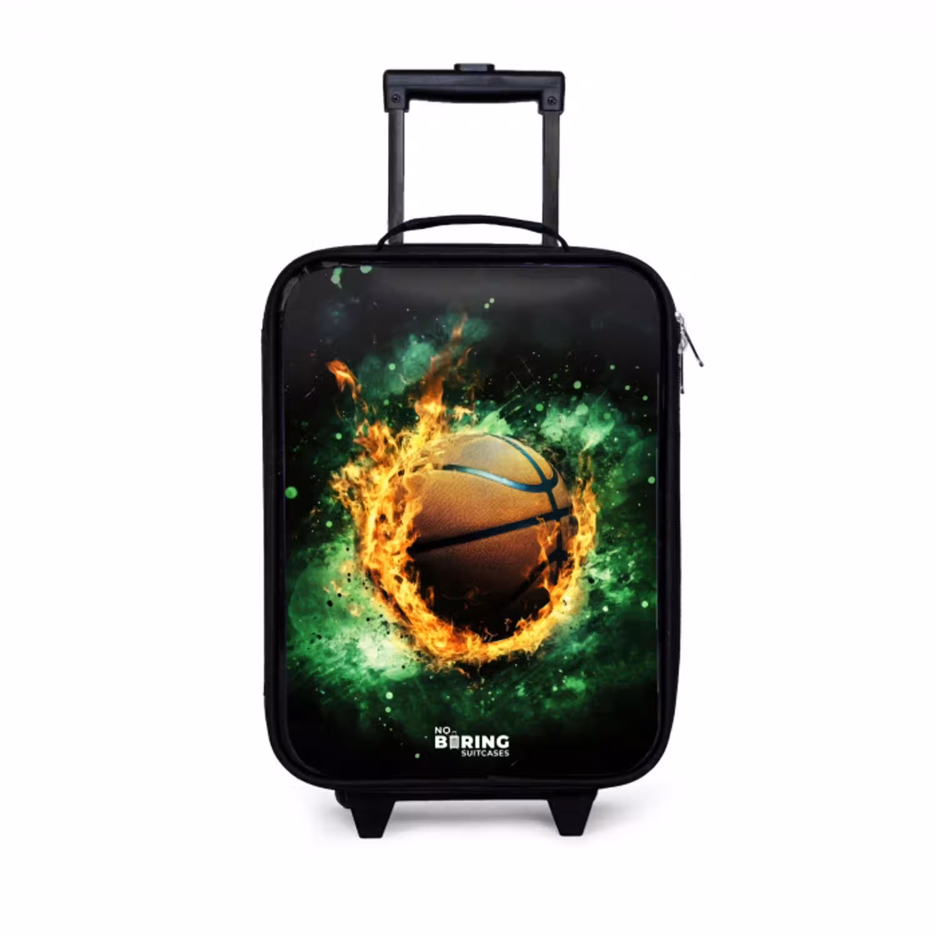 Basketbal in vlammen en explosieve energie Kinderkoffer - Zwart klein -3d