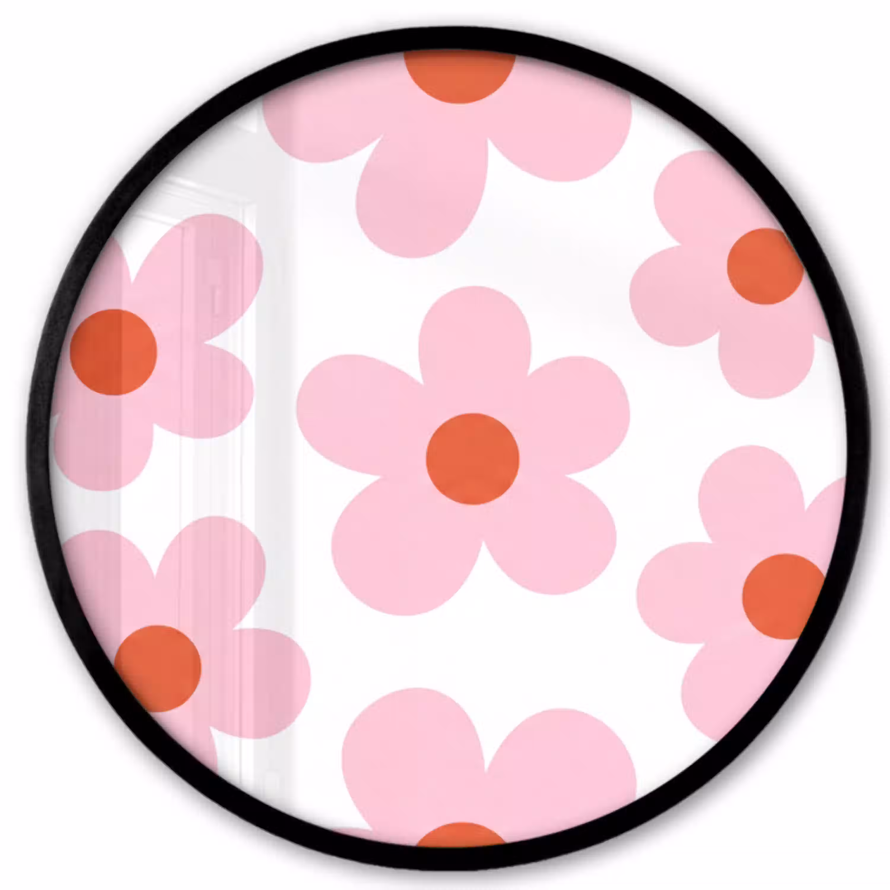 Bloemen - Patroon - Modern - Roze - Wit Fotolijst rond zonder passe partout klein -3d