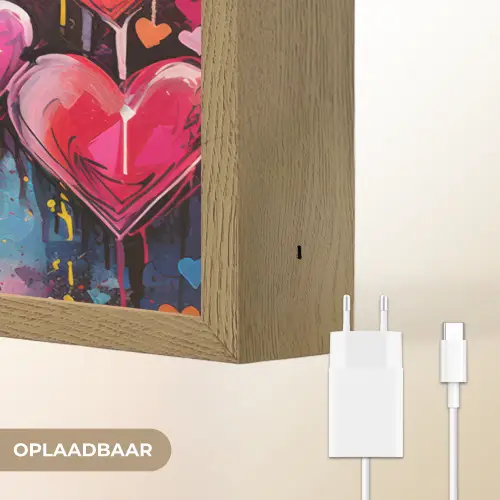 Hartjes - Kleuren - Kunst - Liefde Light Box met batterij (Wandlamp) middel -USP_websiteoplaadbaarNL