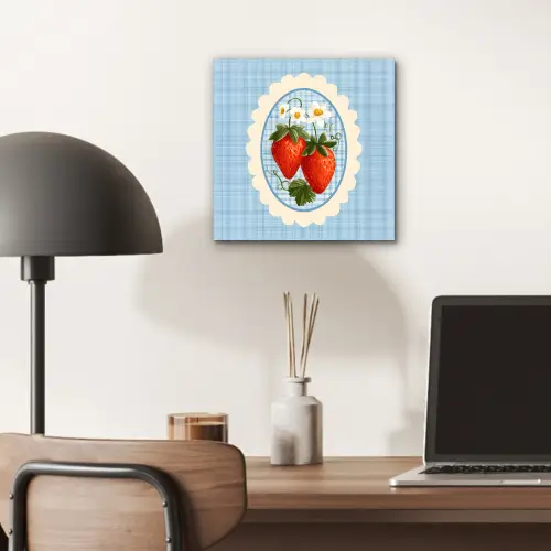 Aardbeien - Lijst - Rood - Geruit aluminium wit klein -sfeer5