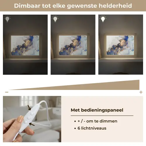 Marmer - Blauw - Goud Light Box met kabel (Tafellamp) klein -USP_dimbaarNL