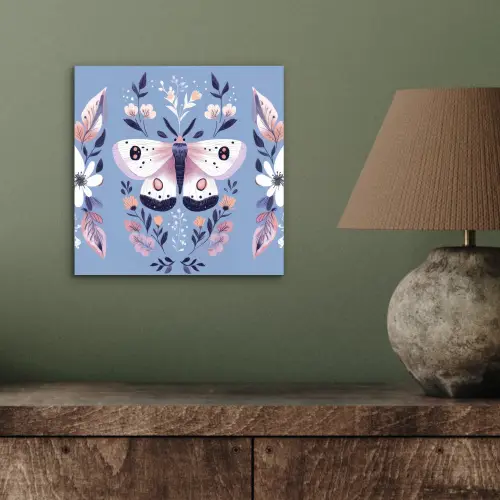 Vlinder - Vleugels - Stippen - Bloemen aluminium wit klein -sfeer2