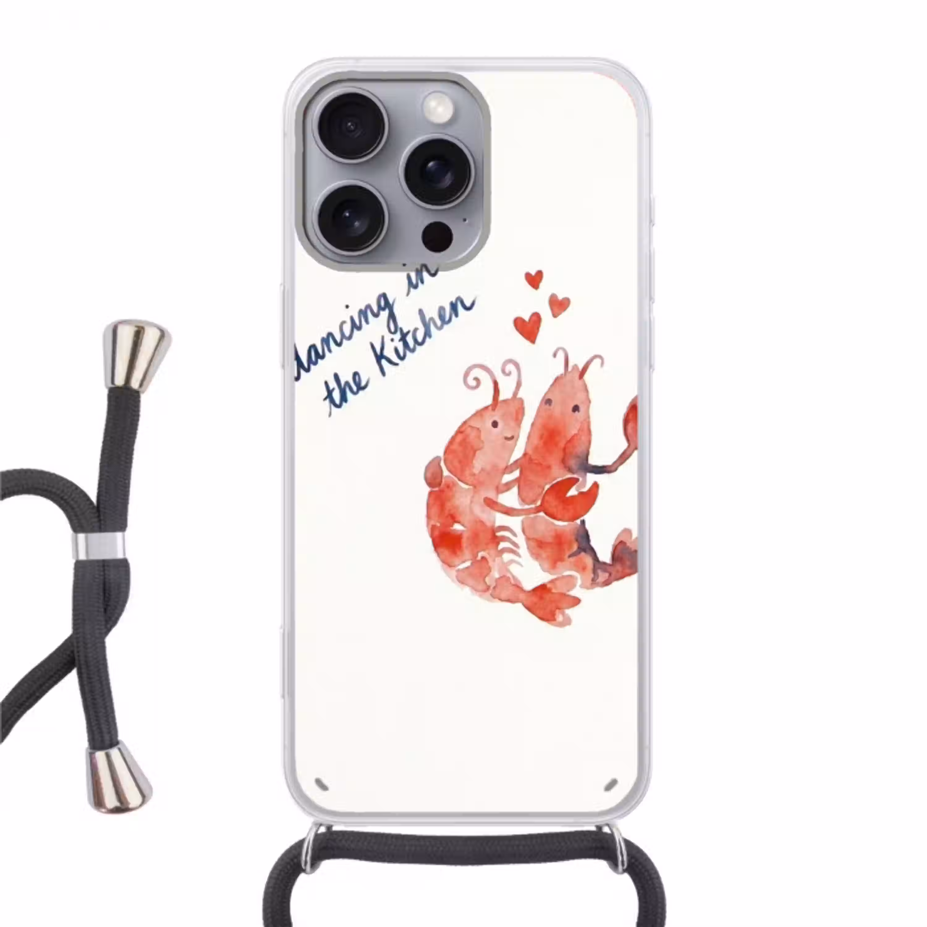 Dier - Dans - Liefde - Waterverf - Rood Hoesje iPhone 16 Pro Max met koord klein -3d
