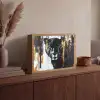 Panter - Zwart - Abstract - Verfstreken Light Box met batterij (Wandlamp) middel -sfeer2