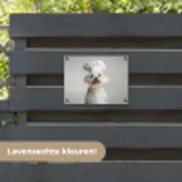 Hond - Wit - Kok tuinposter los doek klein -sfeer3