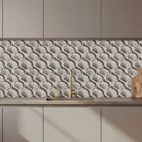 Zand - Schelpenvorm - Grijs keuken achterwand 2 middel 871 zz_3dshopping