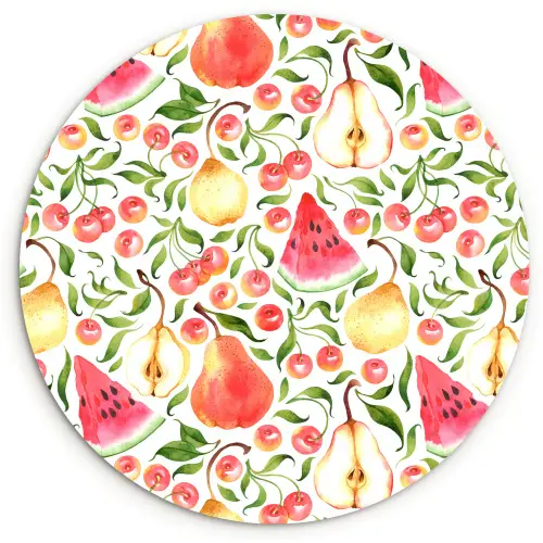 Fruit - Watermeloen - Kersen - Peer Wandcirkel plexiglas klein 852 -3d