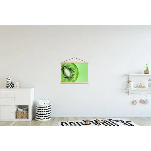 Kiwi - Groen - Fris textielposter latten blank klein -kinderkamer
