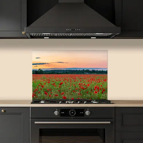 Klaprozen - Landschap - Rood - Bloemen keuken achterwand spatscherm klein -sfeer1