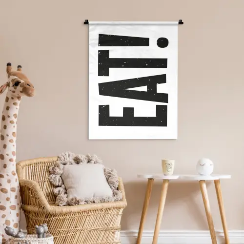 Decoratie - Eten - Zwart - Wit Wandkleed katoen klein -wsfeer5_kind