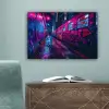 Stad - Neon -  Nacht - Roze - Graffiti canvas 2cm klein -sfeer4