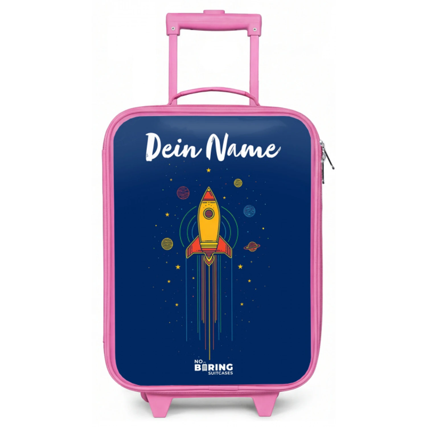 Raket - Planeten - Sterren Kinderkoffer - Roze klein -zz3dotto