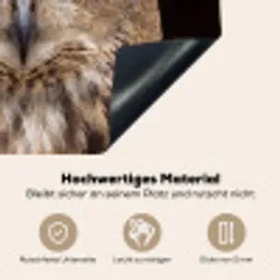 Oehoe - Uil - Portret - Bruin Inductie beschemer met haakjes klein -ky-onderkant-de
