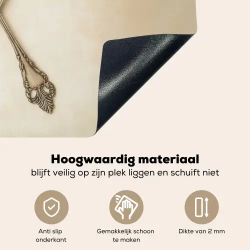 Beige - Vintage - Bestek Inductie beschemer met haakjes klein -ky-onderkant-nl