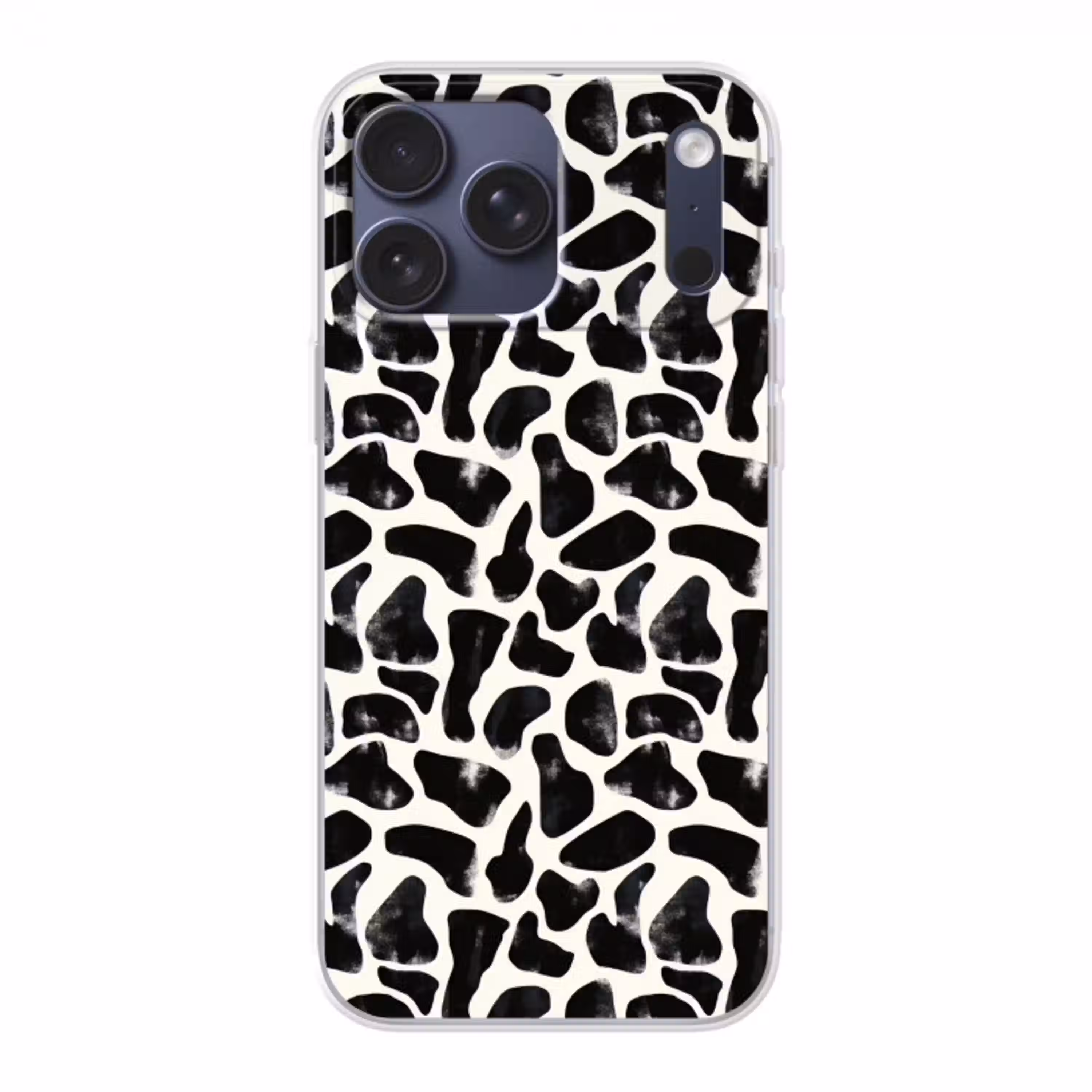 Dierenpatroon - Vlekken - Zwart - Wit Telefoonhoesje iPhone 17 Pro Max klein 879 -3d