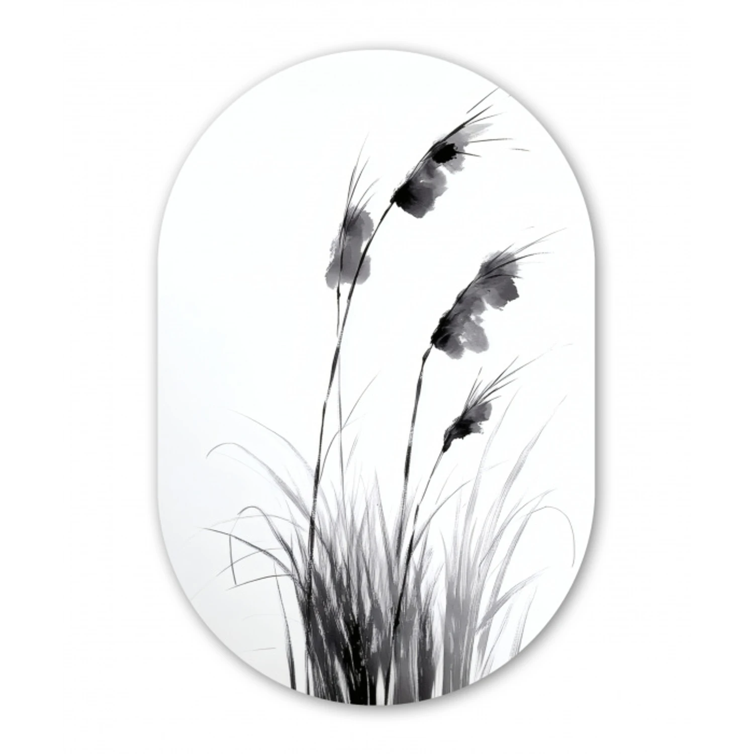 Minimalistisch - Stelen - Wit Wandcirkel Ovaal Aluminium middel -3d