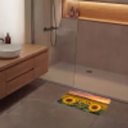 Zonnebloemen - Heuvellandschap - Geel Badmat klein -sfeer2