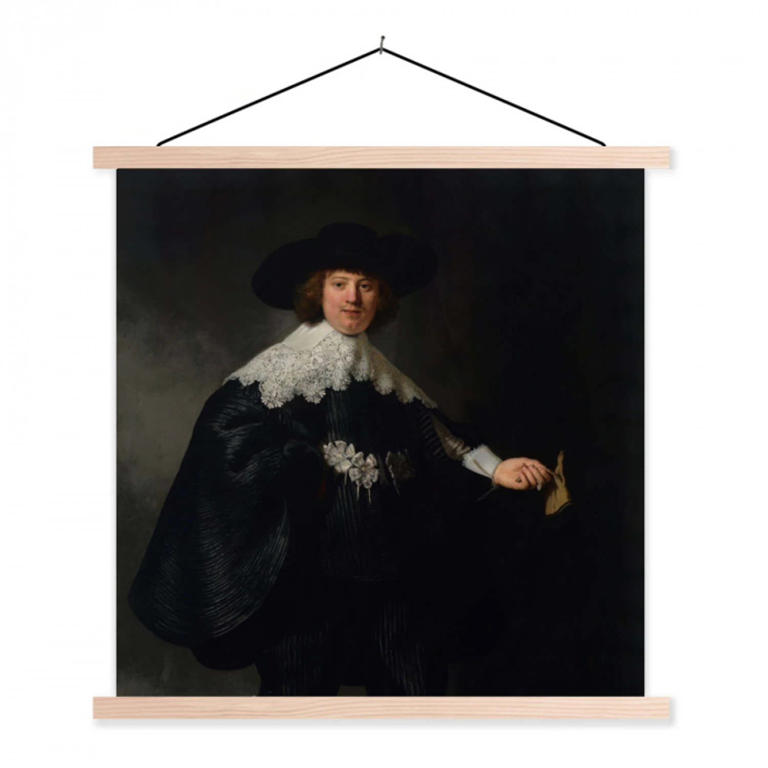 Het huwelijksportret van Marten Soolmans - Rembrandt van Rijn textielposter latten blank klein -3d