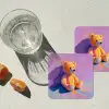Teddybeer - Schaduw - Penseelstreken - Paars onderzetter kurk middel -sfeer4