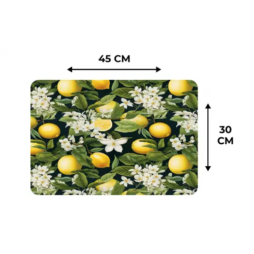 Hangende - Citroenen - Witte - Bloemetjes Placemat vinyl groot 368 -specs