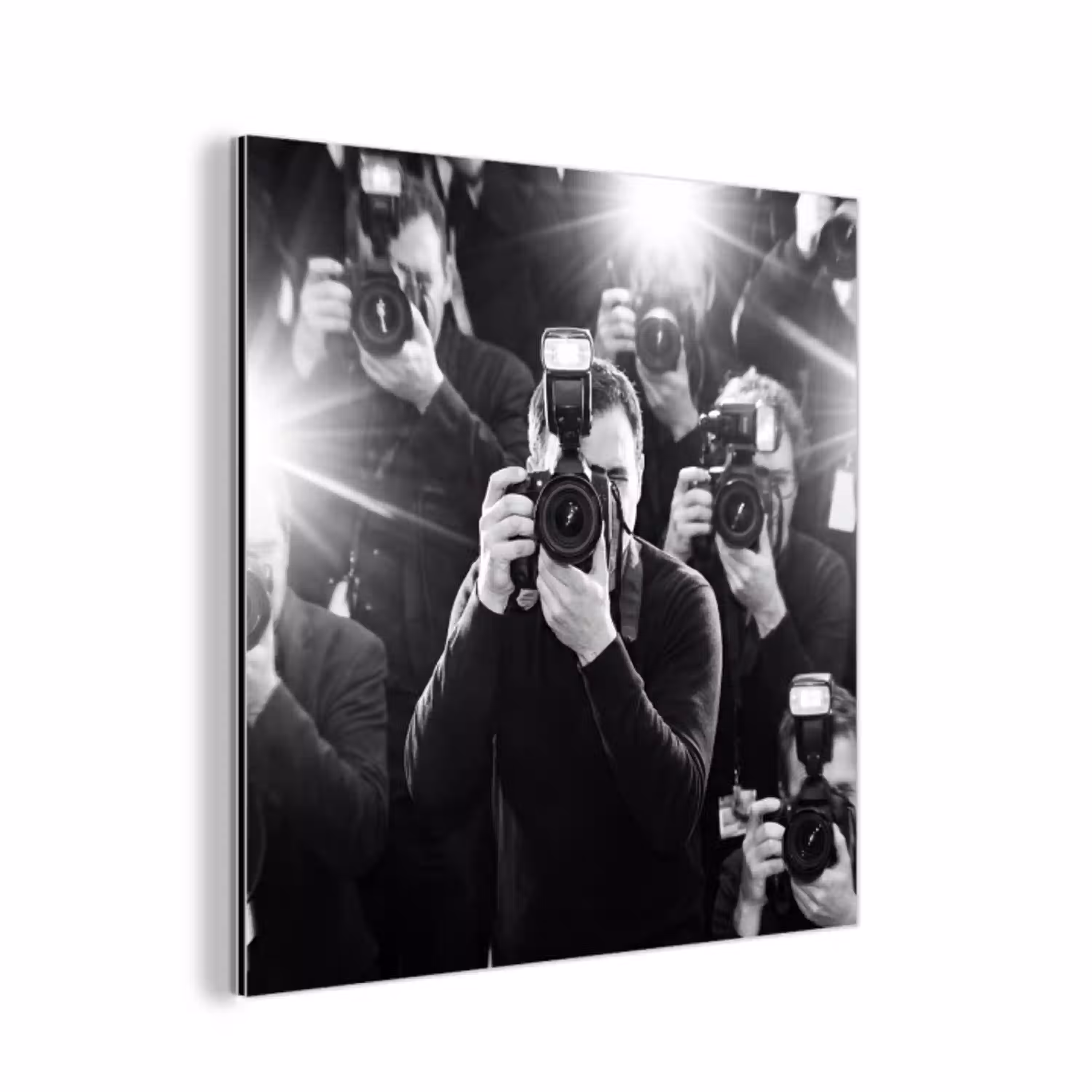 Mensen - Camera - Flitslicht - Zwart-wit - Media aluminium wit klein -3d