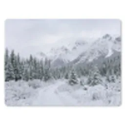 Weg - Bergen - Sneeuw - Naaldbos - Avontuurlijk muismat rubber klein -3d