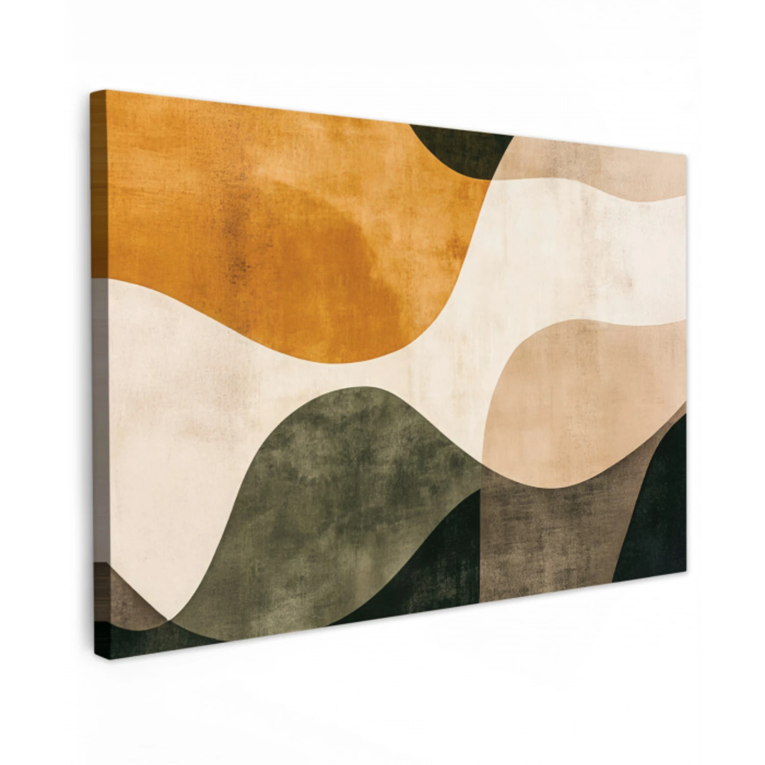 Vormen - Okergeel - Abstract Tuinposter op houten frame 2 cm dik klein -3d