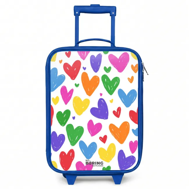 Kids’ Suitcase - Blue - Colored hearts