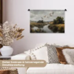 Eenden - Rivier - Landschap - Vlucht - Nostalgisch Wandkleed katoen klein -tsfeer1_DE