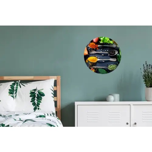 Kruiden - Lepels - Keuken - Specerijen Wandcirkel aluminium klein -slaapkamer