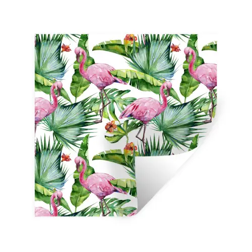 Inductie beschermer - Flamingo - Bladeren - Afdekplaat voor kookplaat - Tropisch Muursticker klein -3d