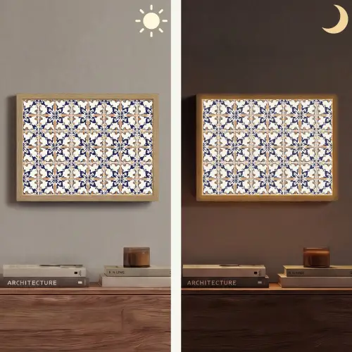 Klassiek - Patroon - Kleurrijk Light Box met batterij (Wandlamp) middel 907 -sfeer3