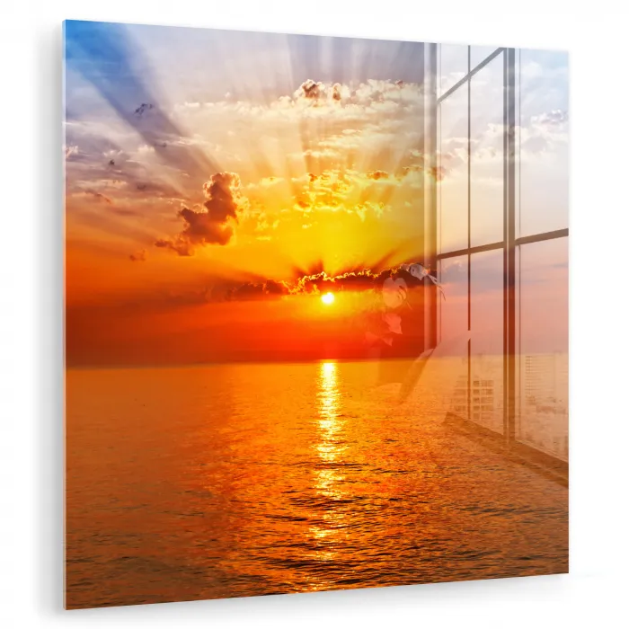 Zonsondergang - Zee - Lucht - Oranje - Horizon - Water plexiglas 5mm klein -zzzproduct_nieuw