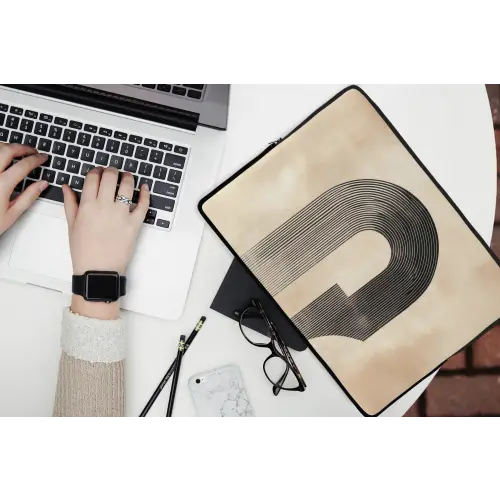 Boog -  Strepen - Minimalistisch - Zwart laptophoes neopreen klein -bureau
