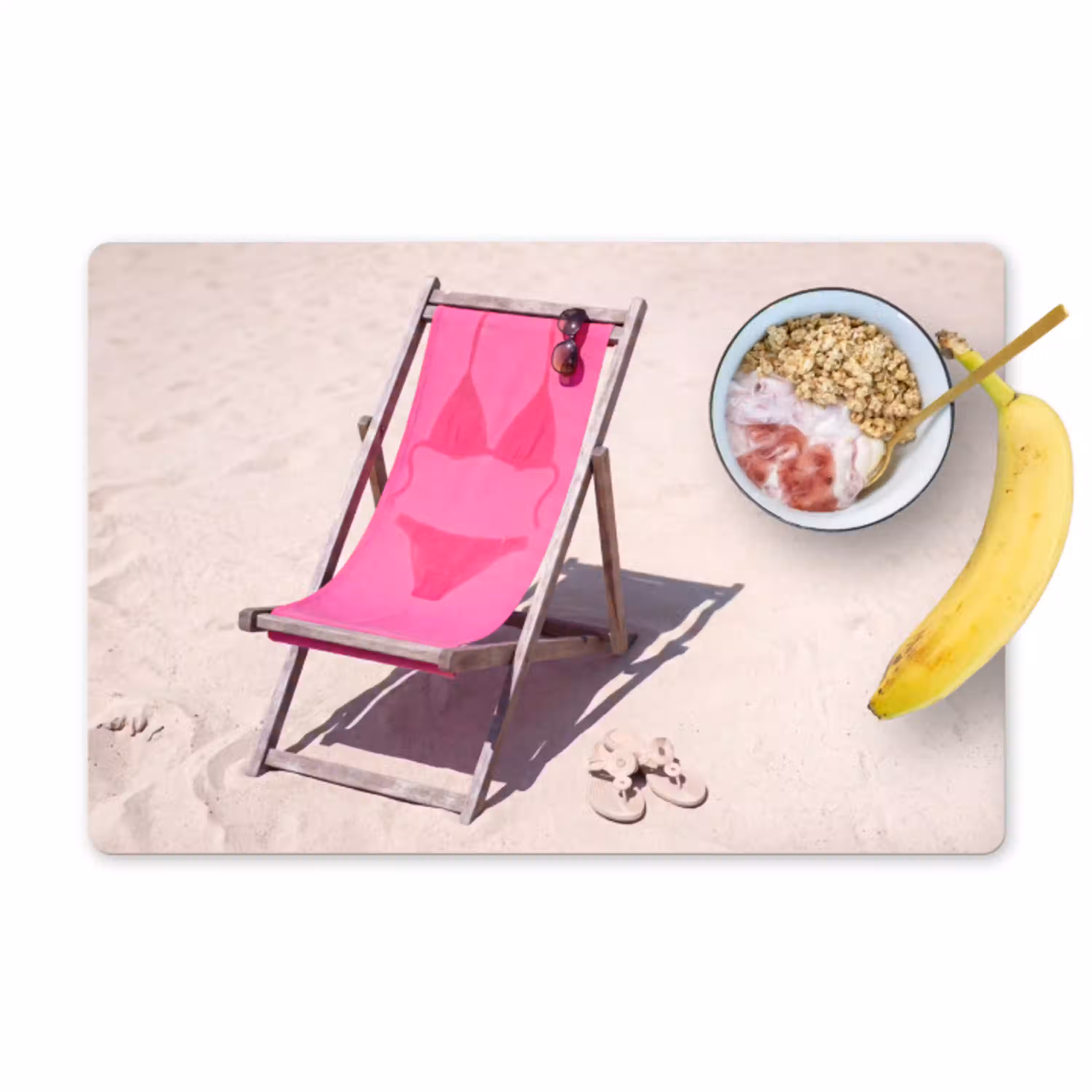 Strand - Ligstoel - Badkleding - Zomer - Roze Placemat vinyl groot -zzzproduct_Kitchenyeah-website
