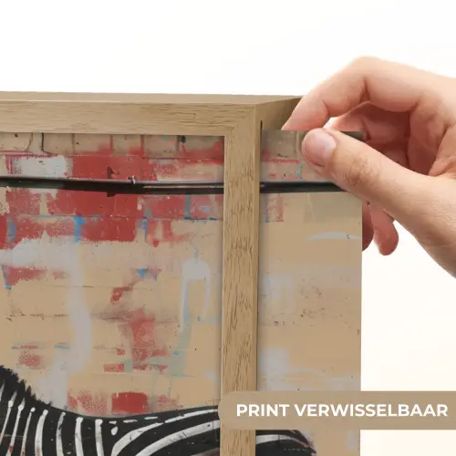 Street art - Zebra - Vrouw - Dieren - Graffiti - Banksy Style Light Box met batterij (Wandlamp) middel -USP_websiteprintNL