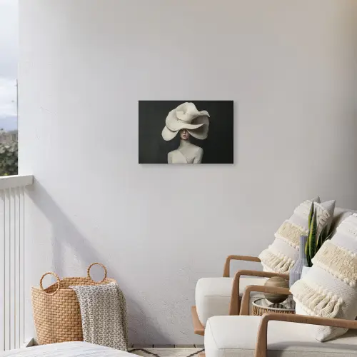 Modern - Vrouw - Hoed Tuinposter op houten frame 2 cm dik klein -sfeer1