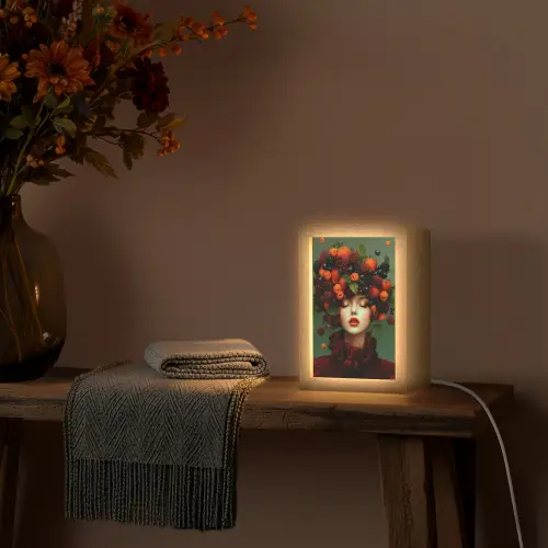 Vrouw - Aardbeien - Frambozen - Bramen - Bessen Light Box met kabel (Tafellamp) klein -sfeer4
